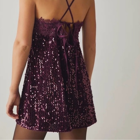 Free People Burgundy Sequin Mini Dress - Picture 7 of 12